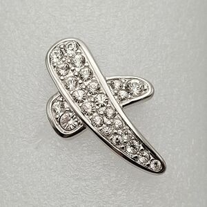 Swarovski Swan Abstract X-Shaped Brooch Silver Tone Crystal Pin 1.5”